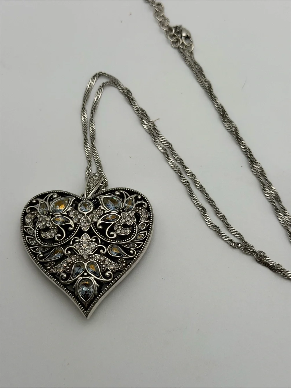 Brighton Silver Queen of the Waters Pendant Heart with Clear Crystals